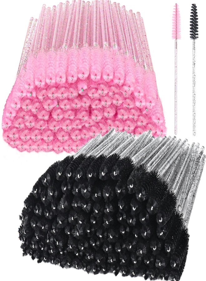 TKYZMS 200 Pcs Disposable Mascara Wands,Lash Spoolies Crystal Eyebrow Spoolies Brush Eyelash Applicator Tool Spoolies for Eyebrow,Used for Eyelash Extension Eyebrows Cosmetics(Black and Pink) - Image 1